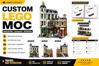 design bricklink xml part list, lego instructions and lego set renders