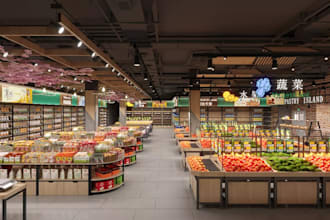 modernize 3d interior supermarket,retail store,grocery shop, store layout render