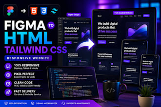 convert figma to pixel perfect responsive HTML tailwind website