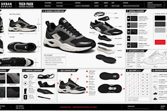 create custom 3d footwear tech pack for shoe and sneaker heels streetwear
