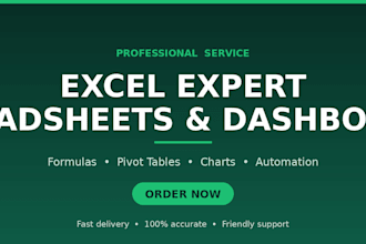 create excel spreadsheets, formulas, dashboards and automation