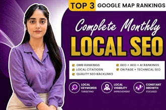 do complete monthly local SEO and gmb optimization for top google rankings