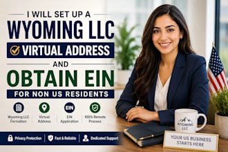 set up a wyoming llc, virtual address and obtain ein for non US residents