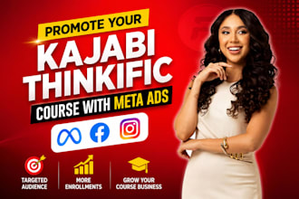 promote kajabi thinkific online course, instagram and facebook ads setup