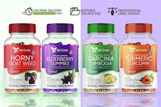 design health and fitness supplement label, supplement and product label design