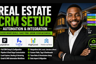 set up real estate crm pipedrive crm, lofty crm gohighlevel, follow up boss crm