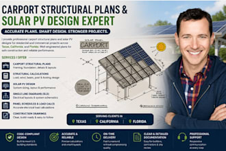 create texas, california, florida carport structural plans and solar pv design