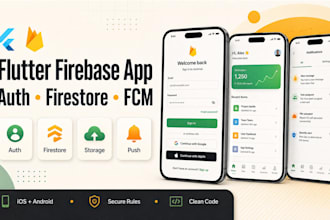 develop flutter firebase app auth firestore ios android