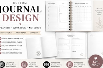 design a custom journal, planner, workbook and notebook