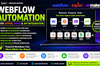 setup webflow zapier integration, automation and api workflow