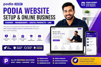 create podia website online course setup membership site digital product lms