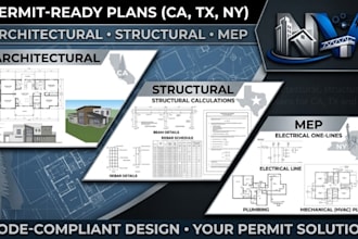 design architectural, structural and mep plans for ca, tx and ny