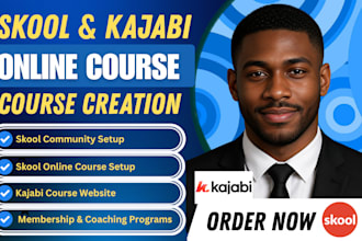 setup skool online community skool online course kajabi online course website