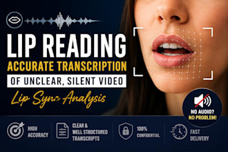 video transcription, lip reading, speech to text, photo retouching, lip syncing