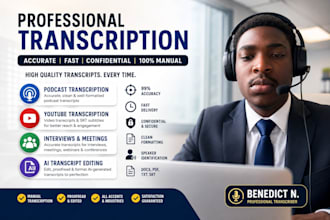 do accurate english podcast transcription manually