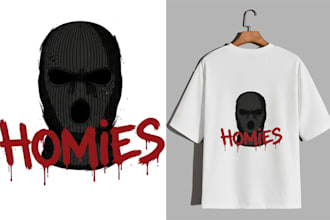 create unique, professional, and high quality custom t shirt designs minimum 5