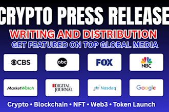 write and distribute crypto press releases for global
