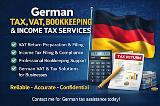 handle german tax filing, vat return, bookkeeping, income tax, german vat