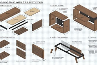 create woodworking plans and cut list for TV stands, wardrobes and cabinets