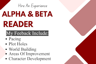 alpha read, beta read horror, thriller and fiction manuscript