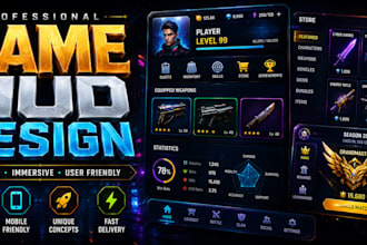 design stunning game assets, professional game UI UX for mobile PC