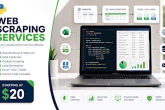 scrape websites and export data to excel CSV json