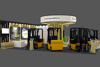 design eye catching 3d exhibition booth, kiosk and stall