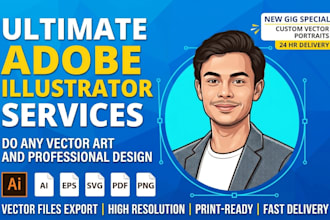 do anything on adobe illustrator, logo, redraw image, vector art, illustration