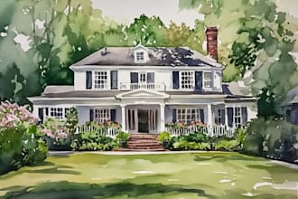 paint watercolor house portrait