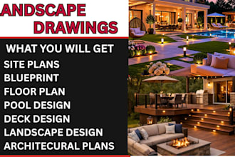 full landscape permit set site plan, grading, pool, backyard design for approval