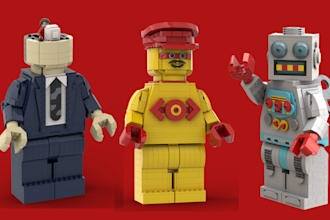 do custom lego minifigures, decals, stickers, label and character design