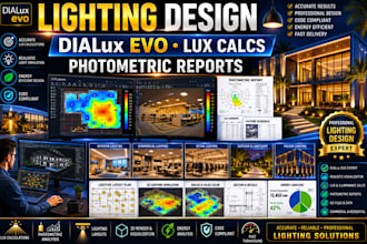 create lighting design, dialux evo, lux calculation and photometric reports