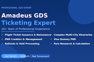 issue flight tickets, reissue and manage pnr using amadeus gds