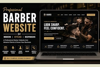 build barbershop website barber logo salon barber website with online booking