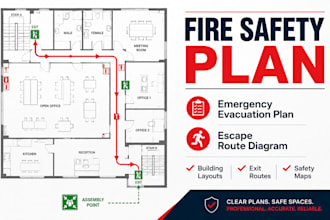 design fire safety plan emergency evacuation plan and fire escape route diagram