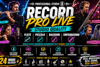 record pro live studio qaulity flute contrabassoon, bassoon and piccolo
