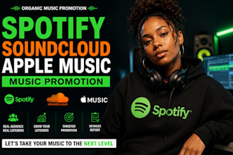 help increase exposure for spotify music soundcloud music, apple music promotion