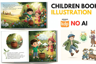 illustrate children story book illustration, children book illustration for KDP