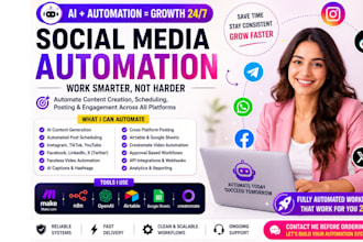 social media automation, youtube faceless video, instagram bot, manychat, tiktok