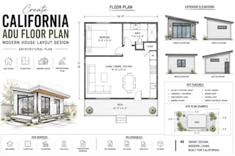 create california adu floor plan modern house layout design architectural plan