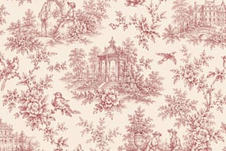 create custom toile de jouy pattern design for textile and fabric