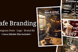 design cafe instagram posts, logo and brand kit for coffee shops and rest