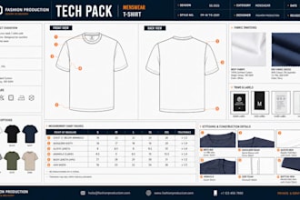 create fashion tech pack and clothing tech pack designs for production