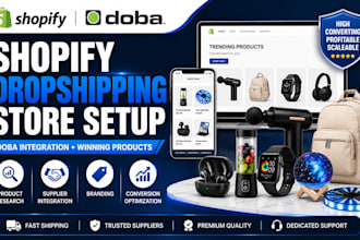 shopify dropshipping via doba winning products supplier integration store design