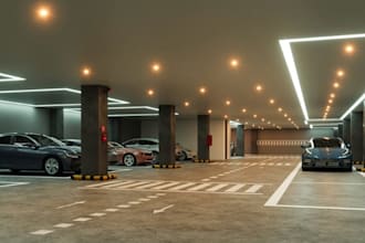 design 3d carpark, rv park, car wash, car dealership show room and parking lot