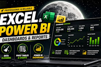 provide excel data cleaning, pivot tables, and power bi dashboards