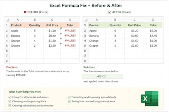 fix excel formulas, spreadsheets and errors