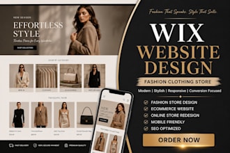 build wix fashion clothing store, ecommerce website, redesign wix online store