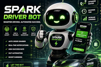 create spark driver bot, amazon flex bot, instacart bot, doordash bot ,uber bot