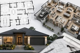 crate 2d 3d floor plans, house plans and achitectural visualization in autocad